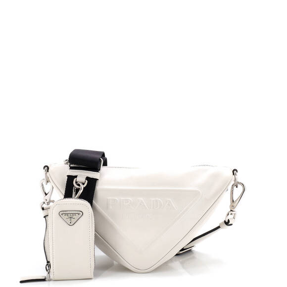 Prada Handbags - Prada Small Triangle Logo Zip Crossbody Bag Leather
